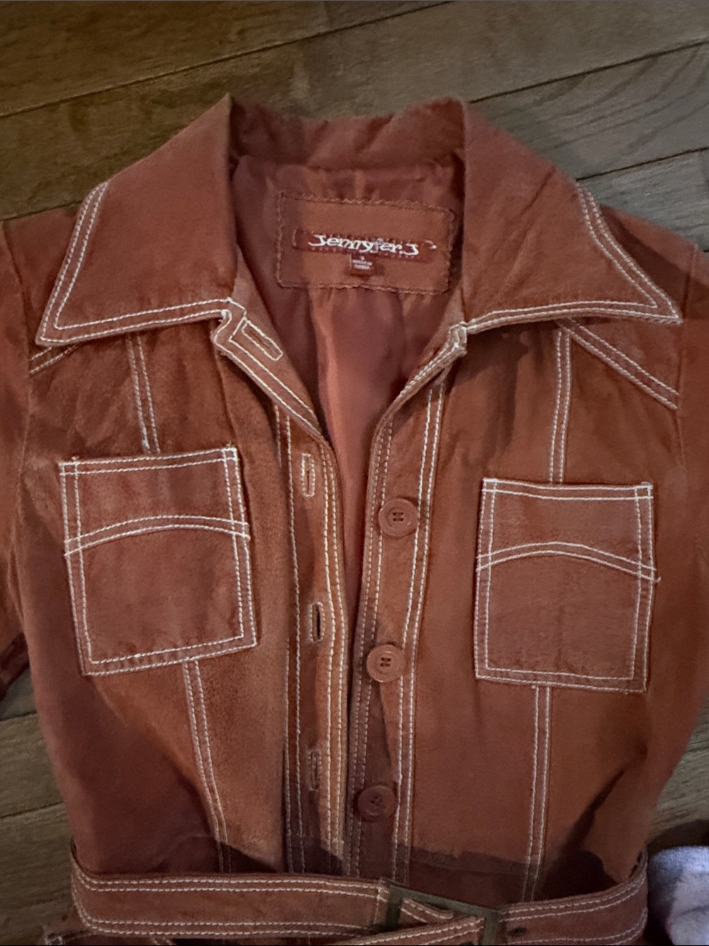 Rust suede Belted Trench Coat - Women's - Picture 3 of 6